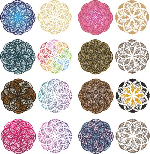 طرح ماندالا رنگ مجموعه تزئینات - mandala color set ornament ve - برای دستگاه CNC چوب و لیزر (سی ان سی)