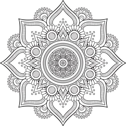 طرح خالکوبی گلدار ماندالا زیورآلات - mandala floral tattoo design ornament ve - برای دستگاه CNC چوب و لیزر (سی ان سی)