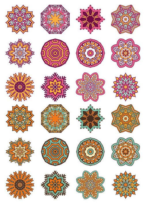 طرح ماندالا زیورآلات دایره‌ها وکتور مجموعه - mandala ornaments circles vector set ve - برای دستگاه CNC چوب و لیزر (سی ان سی)