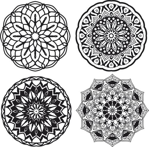 طرح ماندالاهای مجموعه تزئینات - mandalas set ornament ve - برای دستگاه CNC چوب و لیزر (سی ان سی)