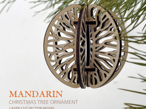 طرح درخت کریسمس ماندارین تزئینات - mandarin christmas tree ornament - برای دستگاه CNC چوب و لیزر (سی ان سی)