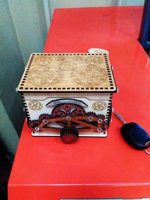طرح گاوصندوق مکانیکی برای برش لیزری - mechanical safe box for laser cutting ve - برای دستگاه CNC چوب و لیزر (سی ان سی)