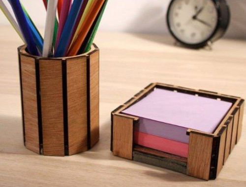 طرح جا یادداشت و خودکار لیزری - memo pad and pen holder laser cut ve - برای دستگاه CNC چوب و لیزر (سی ان سی)