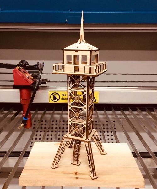 طرح مدل چوبی سه بعدی برج دیده‌بانی نظامی مدل - military observation tower 3d wooden model ve - برای دستگاه CNC چوب و لیزر (سی ان سی)