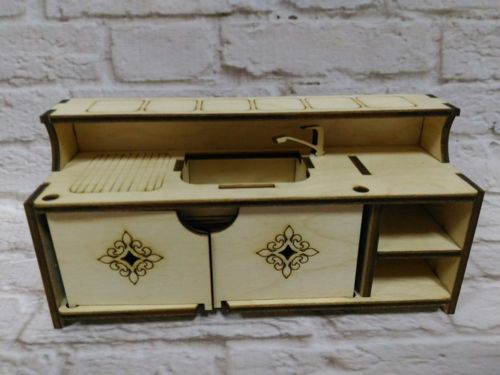 طرح مبلمان خانه عروسکی مینیاتوری آشپزخانه خانه عروسکی میلی‌متری برای برش لیزر - miniature dollhouse furniture dollhouse kitchen 3mm for laser cut ve - برای دستگاه CNC چوب و لیزر (سی ان سی)