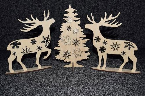 طرح مینی درخت کریسمس و گوزن برای میز تزئینات کریسمس لیزر - mini christmas tree and deer for desk christmas ornaments laser cut ve - برای دستگاه CNC چوب و لیزر (سی ان سی)