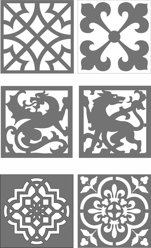 طرح پنل‌های جداکننده گریل اتاق مدرن برای برش لیزری - modern room grill dividers panels set for laser cutting - برای دستگاه CNC چوب و لیزر (سی ان سی)