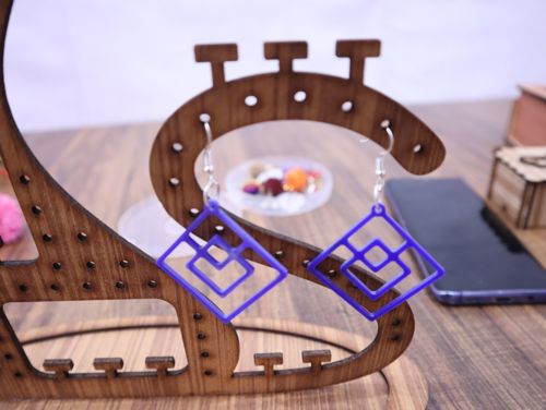 طرح گوشواره مدرن مربعی قطره‌ای برش لیزری - modern square drop earring laser cut ve - برای دستگاه CNC چوب و لیزر (سی ان سی)