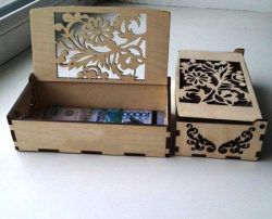 طرح جعبه پول برای برش لیزری cnc - money box for laser cut cnc ve - برای دستگاه CNC چوب و لیزر (سی ان سی)