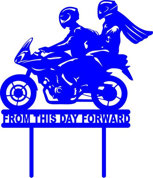 طرح موتورسیکلت دوچرخه سوار کیک روکش - motorcycle biker cake topper - برای دستگاه CNC چوب و لیزر (سی ان سی)