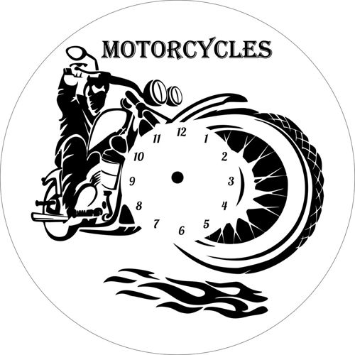 طرح موتورسیکلت ساعت ساعت - motorcycle clock - برای دستگاه CNC چوب و لیزر (سی ان سی)