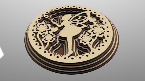 طرح چندلایه پری تزئین - multilayer fairy ornament ve - برای دستگاه CNC چوب و لیزر (سی ان سی)