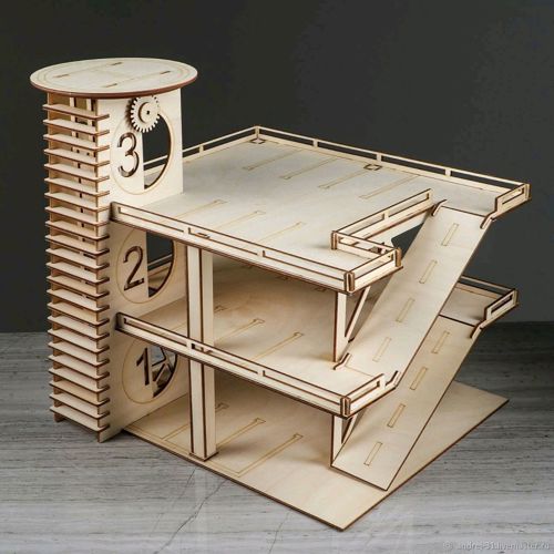 طرح پارکینگ چند طبقه برای ماشین های اسباب بازی برای برش لیزری - multi level parking garage for toy cars for laser cut ve - برای دستگاه CNC چوب و لیزر (سی ان سی)