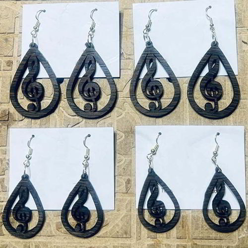 طرح گوشواره آیکون شکل موسیقی قالب برش لیزری - music icon shape earring design template laser cut ve - برای دستگاه CNC چوب و لیزر (سی ان سی)