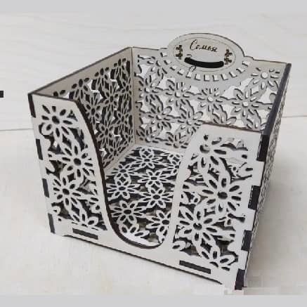 طرح جا دستمال مربعی جعبه برش لیزری - napkin holder square box laser cutting ve - برای دستگاه CNC چوب و لیزر (سی ان سی)