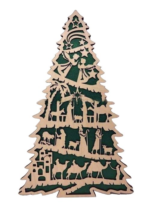 طرح درخت تولد با پایه برش لیزری - nativity tree with stand laser cut ve - برای دستگاه CNC چوب و لیزر (سی ان سی)