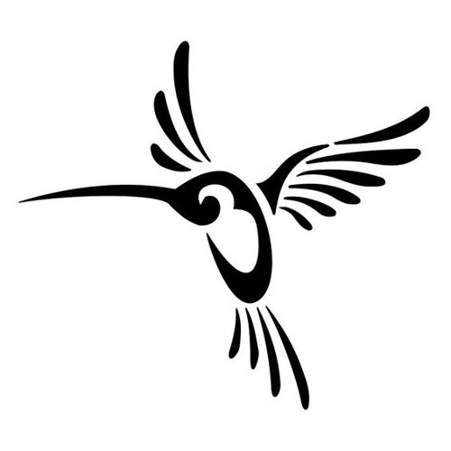 طرح خالکوبی مرغ زرد قبیله‌ای خوب - nice tribal hummingbird tattoo design - برای دستگاه CNC چوب و لیزر (سی ان سی)