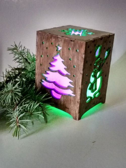 طرح چراغ شب جعبه لامپ قالب - night light box lamp template ve - برای دستگاه CNC چوب و لیزر (سی ان سی)