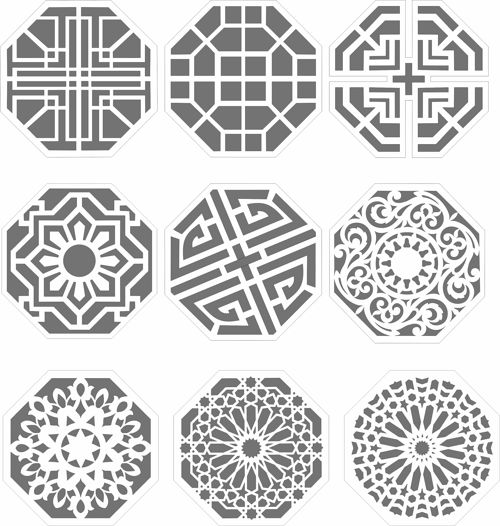طرح پانل‌های هشت ضلعی جلی درز برای برش لیزر - octagonal jali seamless panels for laser cut ve - برای دستگاه CNC چوب و لیزر (سی ان سی)