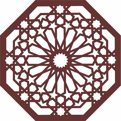 طرح اتاق نشیمن هشت ضلعی درز جلی برای برش لیزری - octagonal living room seamless jali for laser cutting - برای دستگاه CNC چوب و لیزر (سی ان سی)