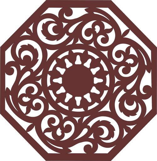 طرح پنل جلی اتاق نشیمن هشت ضلعی لیزر - octagonal living room seamless jali panel for laser cutting - برای دستگاه CNC چوب و لیزر (سی ان سی)