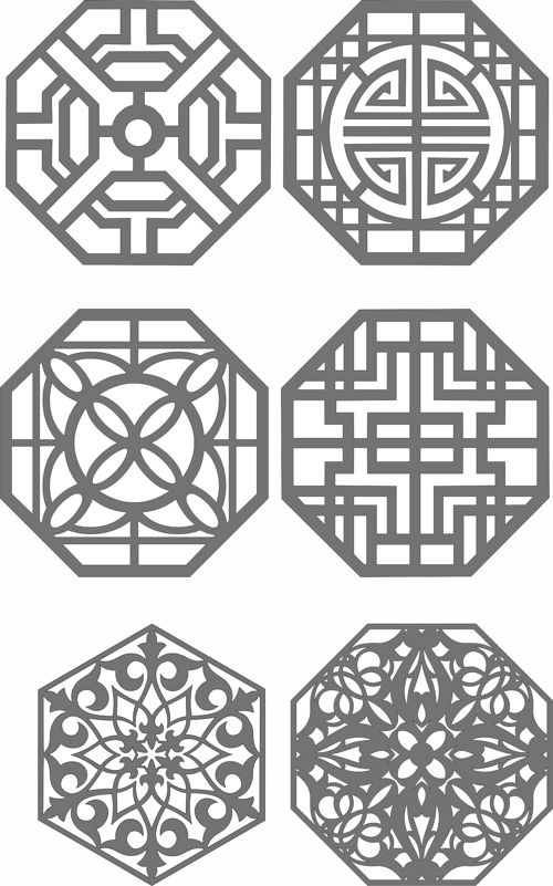 طرح الگوهای جلی اتاق نشیمن هشت ضلعی لیزر - octagonal living room seamless jali patterns for laser cutting - برای دستگاه CNC چوب و لیزر (سی ان سی)