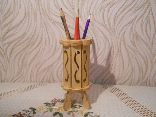 طرح میز هشت ضلعی جا مداد مستطیلی لیزری - octagonal table pencil holder stand laser cut ve - برای دستگاه CNC چوب و لیزر (سی ان سی)