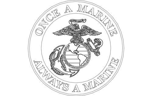 طرح یک بار در دریا همیشه در دریا لوگو - once a marine always a marine logo - برای دستگاه CNC چوب و لیزر (سی ان سی)