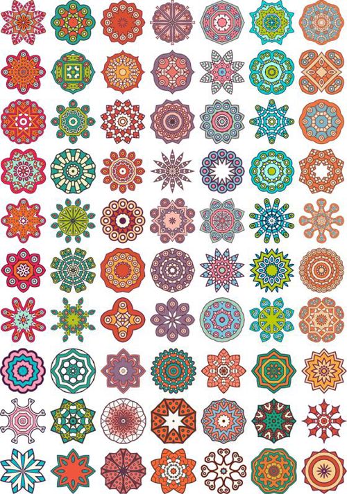 طرح ماندالای رنگارنگ زینتی قاب - ornamental colorful mandala ve - برای دستگاه CNC چوب و لیزر (سی ان سی)