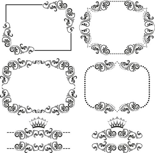 طرح مجموعه حاشیه تزئینی برای برش لیزری قاب - ornament border set for laser cutting ve - برای دستگاه CNC چوب و لیزر (سی ان سی)