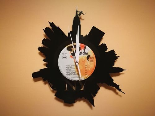 طرح ساعت وینیل نیویورک - orologio vinile new york - برای دستگاه CNC چوب و لیزر (سی ان سی)