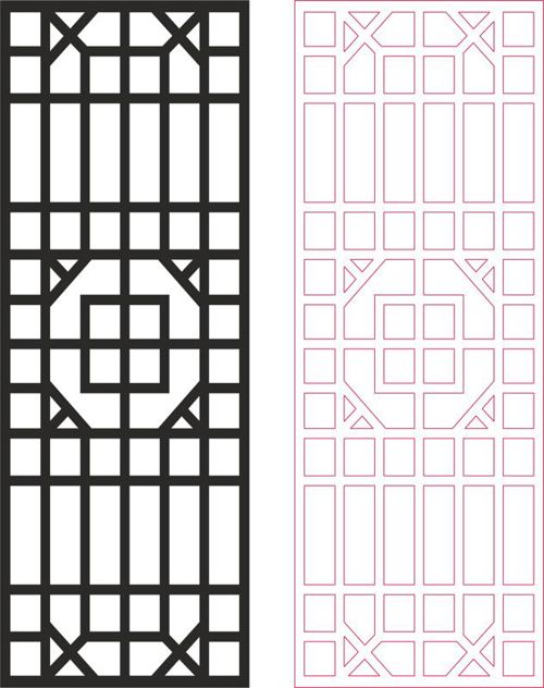 طرح پنل‌های صفحه حریم خصوصی فضای باز حصار جداکننده الگو - outdoor privacy screen panels fence divider pattern - برای دستگاه CNC چوب و لیزر (سی ان سی)