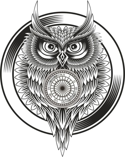 طرح ساعت جغد تزئینی - owl clock ornament ve - برای دستگاه CNC چوب و لیزر (سی ان سی)