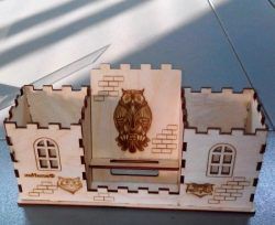 طرح جا قلمی جغد برای برش لیزر cnc - owl pen holder for laser cut cnc - برای دستگاه CNC چوب و لیزر (سی ان سی)