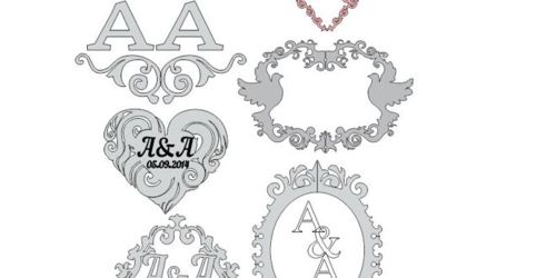 طرح بسته سیلوئت‌ها مونوگرام قاب آینه عکس - pack silhouettes monogram frame mirror - برای دستگاه CNC چوب و لیزر (سی ان سی)