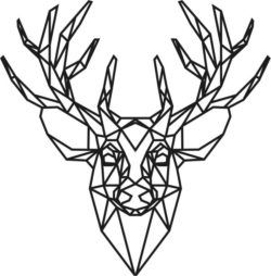 طرح پنل چندضلعی سر گوزن برای برش لیزری - panel polygonal deer head for laser cut - برای دستگاه CNC چوب و لیزر (سی ان سی)
