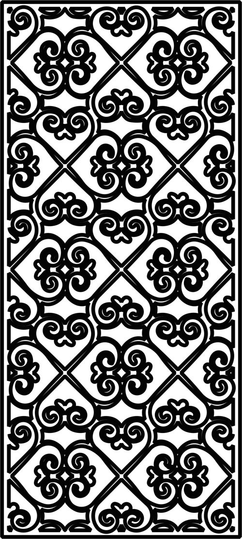 طرح شابلون طرح گلدار مشبک درز جداکننده اتاق پنلی برای برش لیزری قاب - panel room divider seamless floral lattice stencil for laser cut ve - برای دستگاه CNC چوب و لیزر (سی ان سی)
