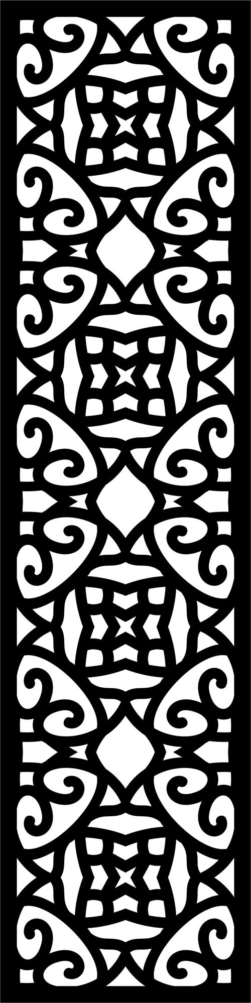 طرح جداکننده اتاق پنلی درز گلدار شبکه‌ای استنسیل الگو - panel room divider seamless floral lattice stencil pattern - برای دستگاه CNC چوب و لیزر (سی ان سی)
