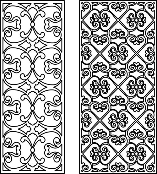 طرح جداکننده اتاق پنلی درز گل شبکه استنسیل مجموعه قالب - panel room divider seamless floral lattice stencil set - برای دستگاه CNC چوب و لیزر (سی ان سی)