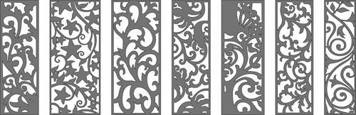 طرح جداکننده اتاق پنل درز جلی مجموعه - panel room divider seamless jali set - برای دستگاه CNC چوب و لیزر (سی ان سی)