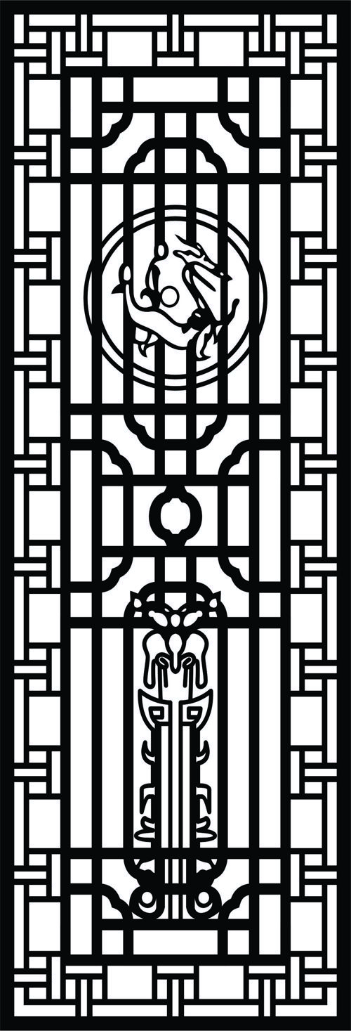 طرح پانل‌ها گلدار شبکه‌ای استنسیل جداکننده اتاق طرح الگوی پارچه - panels floral lattice stencil room divider seamless design pattern - برای دستگاه CNC چوب و لیزر (سی ان سی)