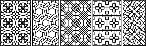طرح پانل‌های مشبک جداکننده اتاق درز طراحی الگوهای - panels lattice room divider seamless design patterns - برای دستگاه CNC چوب و لیزر (سی ان سی)
