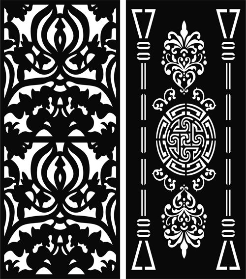 طرح پانل صفحه جداکننده اتاق درز الگوی طراحی برای برش لیزری - panels screen room divider seamless design pattern for laser cut ve - برای دستگاه CNC چوب و لیزر (سی ان سی)