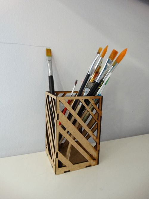 طرح جا مداد و قلم گیره لیزری - pencil and brush holder laser cut - برای دستگاه CNC چوب و لیزر (سی ان سی)