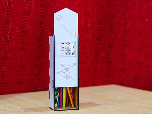 طرح قالب جعبه خودکار چوبی 3 میلی‌متری برش لیزری - pencil case wooden pen box template 3mm laser cut ve - برای دستگاه CNC چوب و لیزر (سی ان سی)