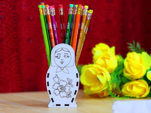طرح جا مداد ماتریوشکا عروسک قلم جعبه میلی‌متری لیزر - pencil holder matryoshka doll pen box 3mm laser cut - برای دستگاه CNC چوب و لیزر (سی ان سی)