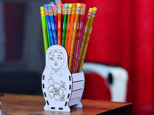 طرح جا مداد عروسک ماتریوشکا جعبه خودکار میلی‌متری برش لیزری - pencil holder matryoshka doll pen box 3mm laser cut ve - برای دستگاه CNC چوب و لیزر (سی ان سی)