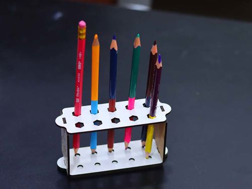 طرح قالب جا مداد مداد میلی‌متری لیزر - pencil holder template 10 pencils stand 3mm laser cut - برای دستگاه CNC چوب و لیزر (سی ان سی)