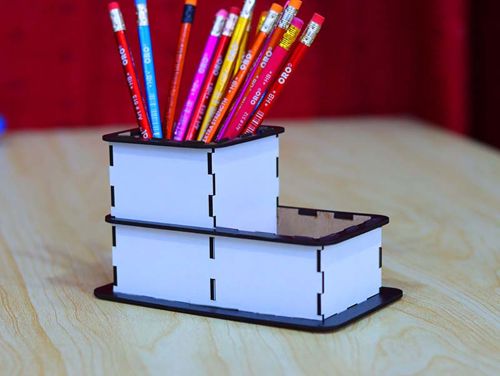 طرح قالب جا قلمی میز اداری سازماندهنده 3mm برش لیزر - pen holder template office desk organizer 3mm laser cut - برای دستگاه CNC چوب و لیزر (سی ان سی)