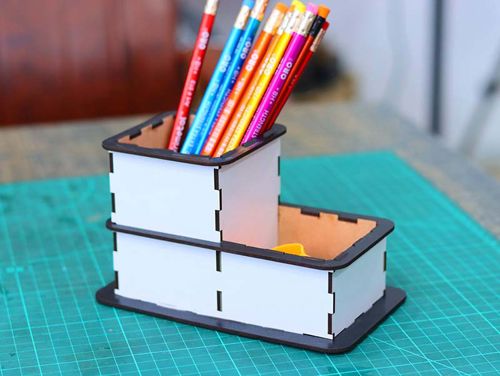 طرح قالب جا قلمی میز اداری سازماندهنده 3mm برش لیزر - pen holder template office desk organizer 3mm laser cut ve - برای دستگاه CNC چوب و لیزر (سی ان سی)